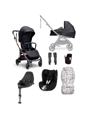 Airo 7 Piece Essentials Bundle with Black Carrycot & Black Sirona Car Seat